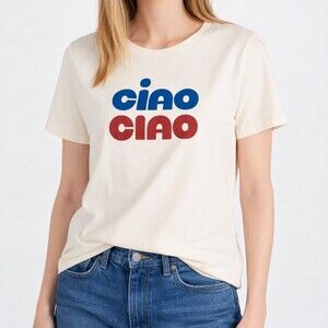 South Parade Lola Ciao Ciao Graphic Tee Women’s Size Large Cotton Cream
